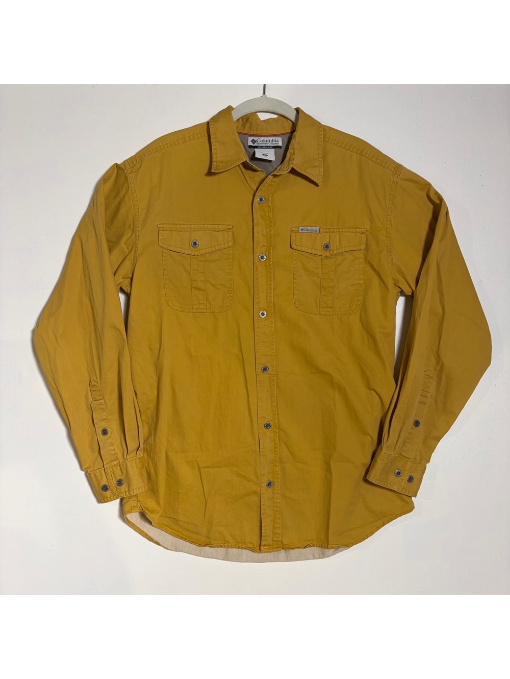 Columbia Men’s Mustard Yellow Long Sleeve Button Up Shirt Outdoor Workwear